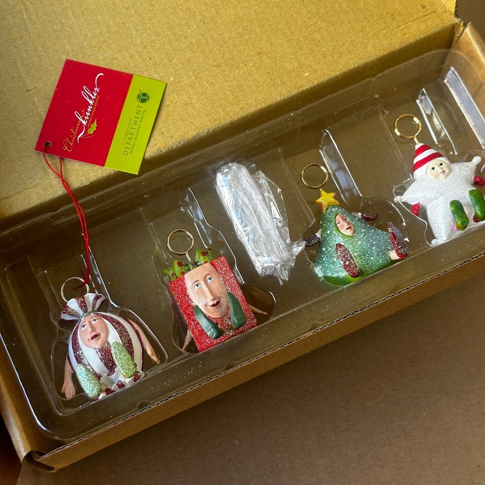 Dept 56 Christmas Krinkles Patience Brewster Place Card Holder Set/4 Whimsical